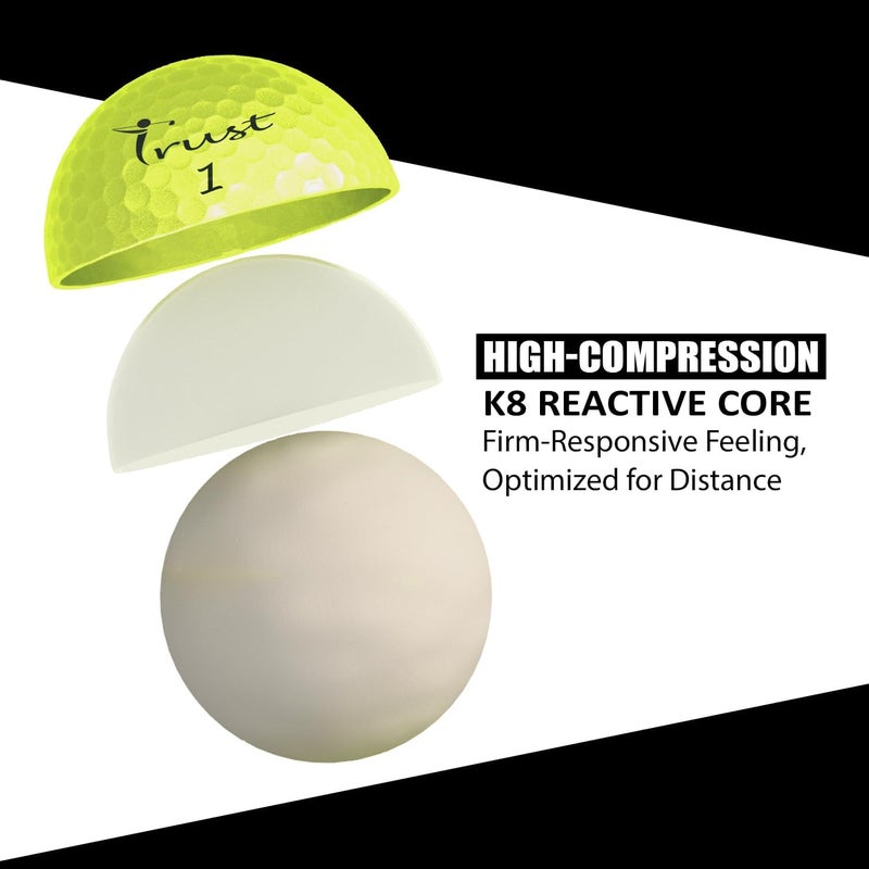 Trust Golf Ball I K8 Bison I Urethane Cover with Reactive Core I 3-Pcs I for Different Swing Speed I 12, 48, or 100 Balls I - Image 3